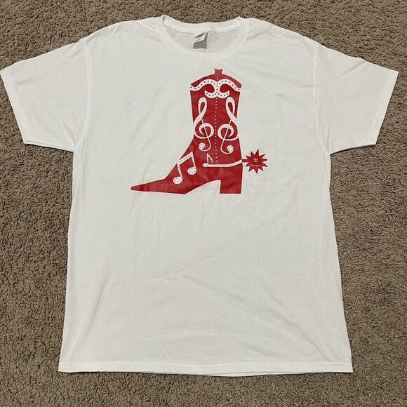 Hanes Tops - Toyota Shirt Womens Large White Hanes Cowboy Boot Spur Notes And Clef Western